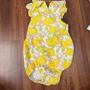 Yellow Lemon Print Baby Romper